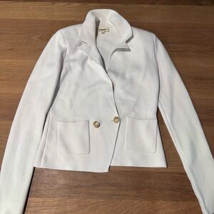 L'AGENCE Classic White Blazer with Gold Buttons